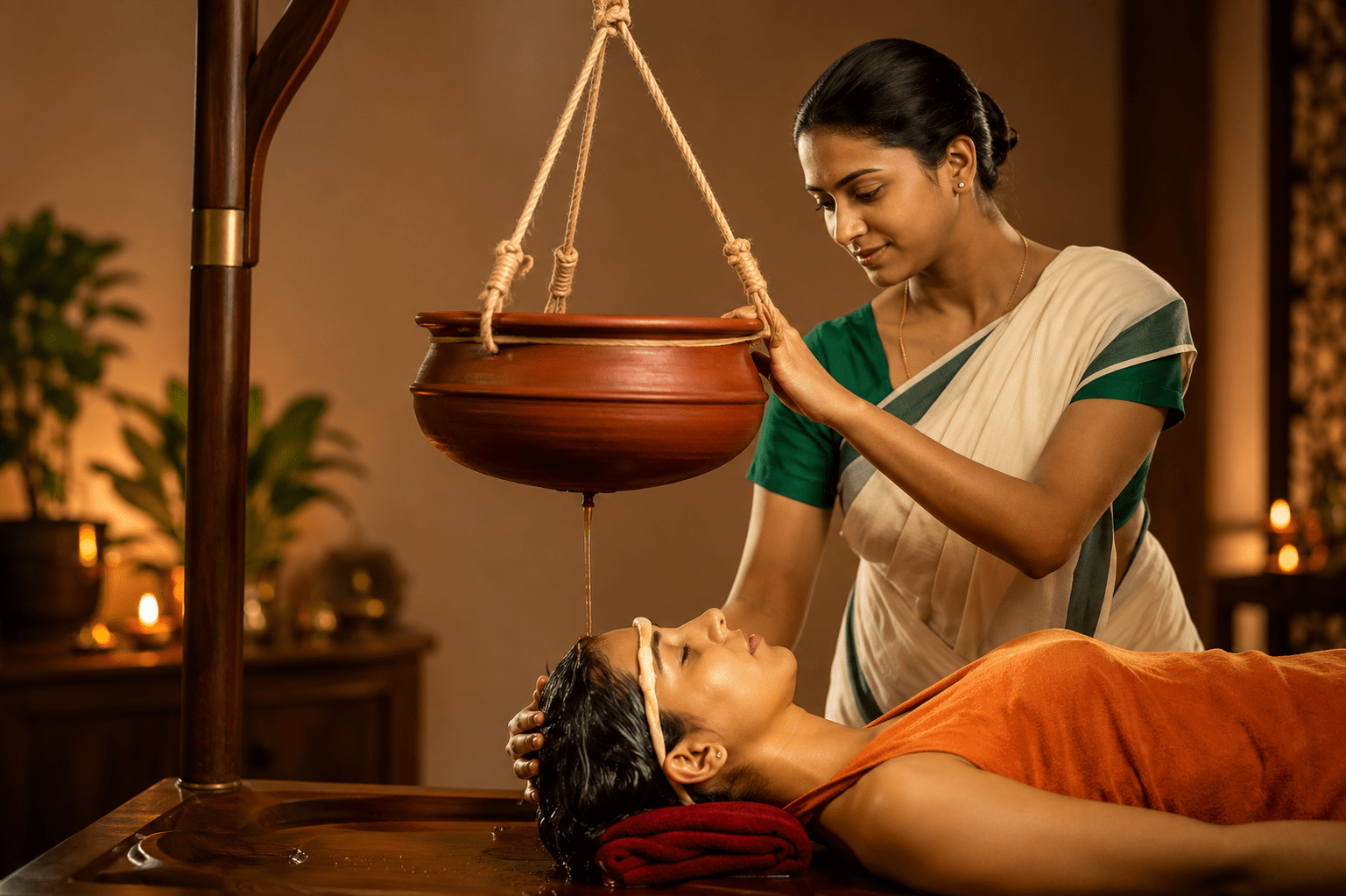 Warm Ayurvedic Shirodhara Ritual